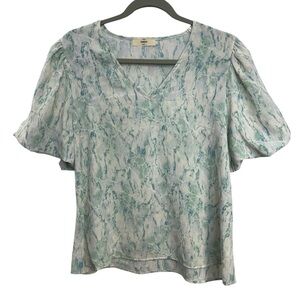 Entro Women’s Blue and White Marble Print Blouse Size S